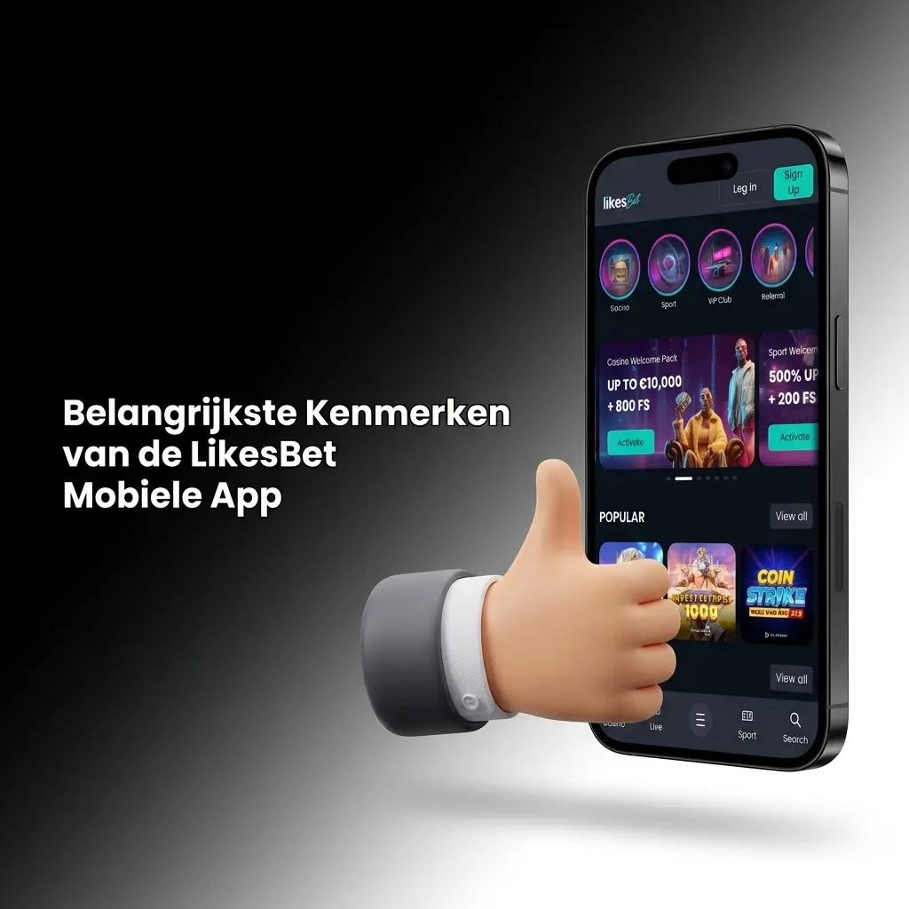 LikesBet mobiele app op smartphone