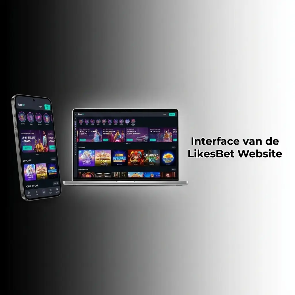 Interface van de LikesBet website met navigatiebalk