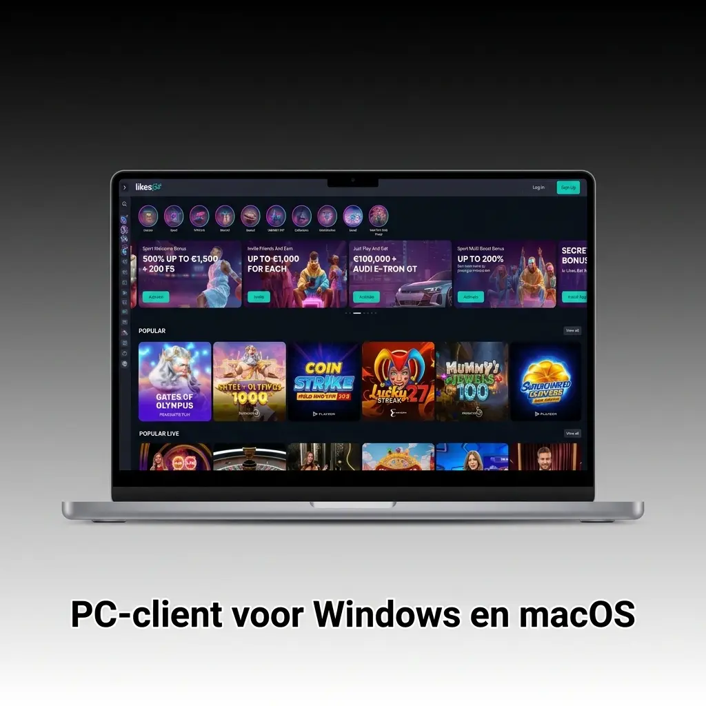 LikesBet website op een desktopcomputer