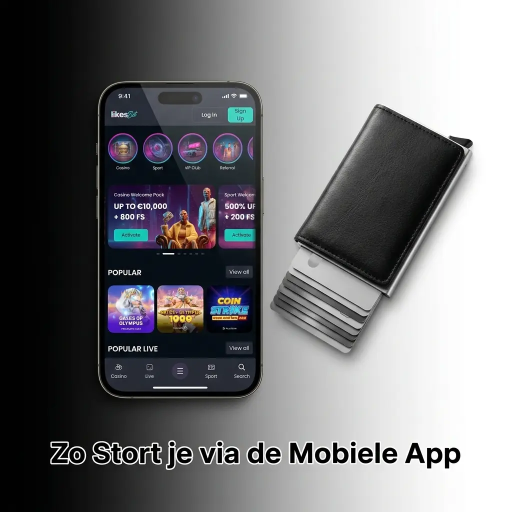 Storting doen via de LikesBet mobiele app
