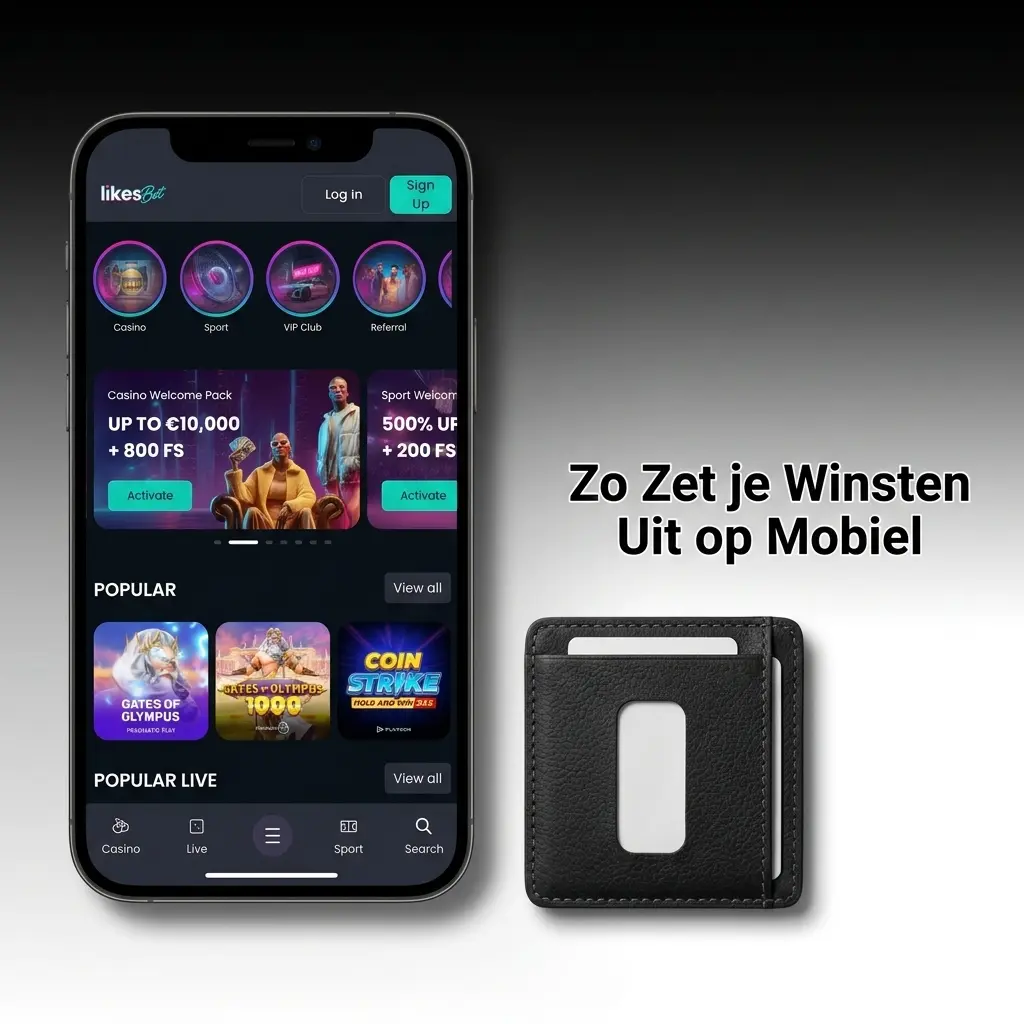 Winsten uitbetalen via de LikesBet mobiele app